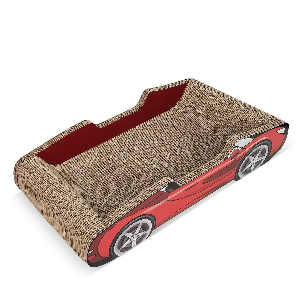 Bestselling Red Racing Car Cat Scratcher Bed | Corrugated Cardboard Durable Cat Bed + Scratcher 2-in-1, Suitable for Cats Under 7kg