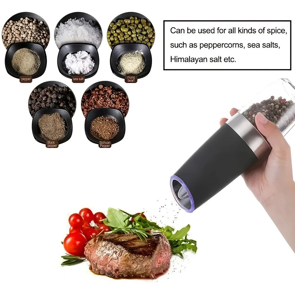 Black Gravity - sensing, grind with tilting —— Intelligent Pepper Grinder, adjust grind fineness freely for seasoning