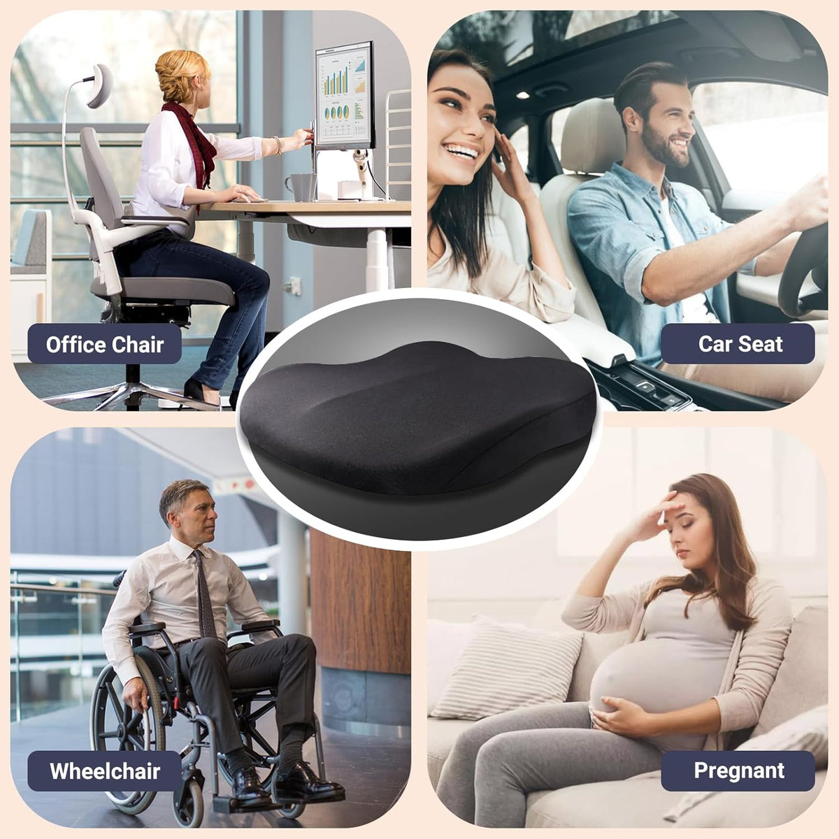 Car Seat Cushion Memory Foam 42x42x10cm Blue Comfort Support Pad for Vehicle Seats