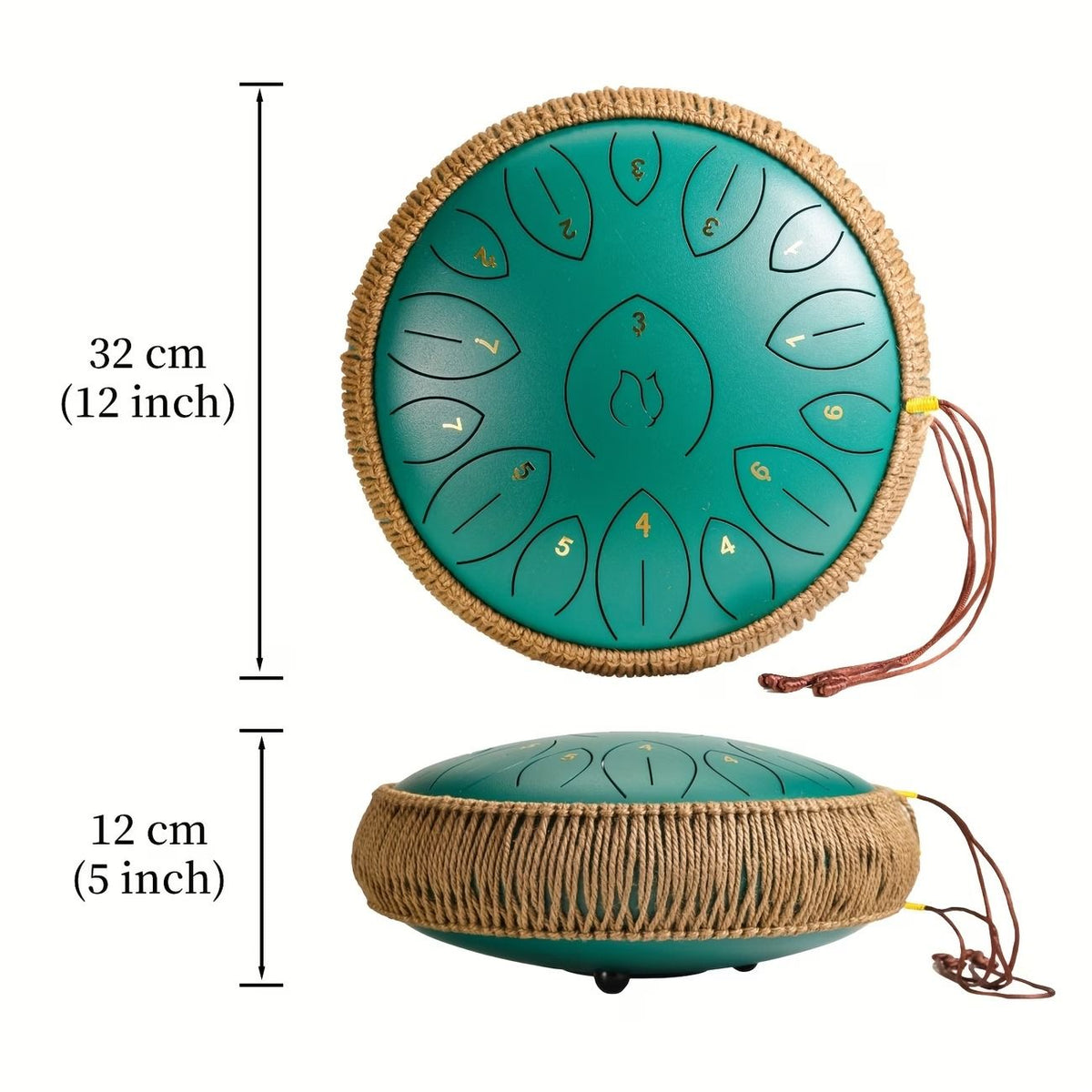 12-Inch D Major 15-Note Steel Tongue Drum, Carbon Steel Material, Petal Tongue Design, Machine-Made & Hand-Tuned, Ethereal & Melodious, Comes with Mallets, Finger Cots & Tutorial, Ideal for Meditation, Yoga & Music Enlightenment!*white
