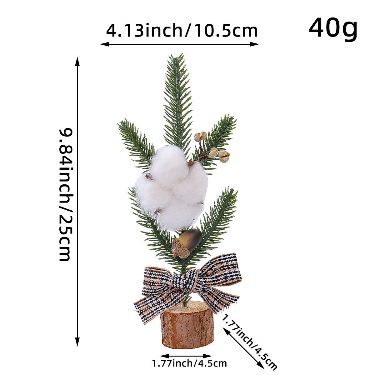 Desktop Mini Christmas Tree 25cm, Cotton Style Christmas Window Potted Decoration