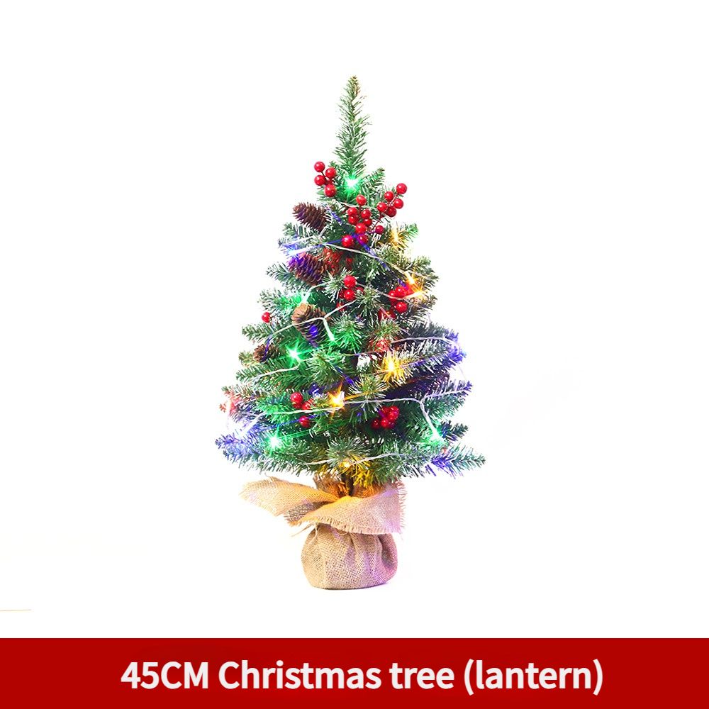 Mini Christmas Tree 45cm, Natural Pinecone Log Base Tabletop Decoration (Colorful Light Version)