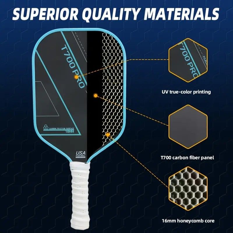 1PCS T700 PRO Carbon Fiber Pickleball Paddle: 8.0oz Lightweight Wide Body Control Paddle for Beginners & Seniors(RED)