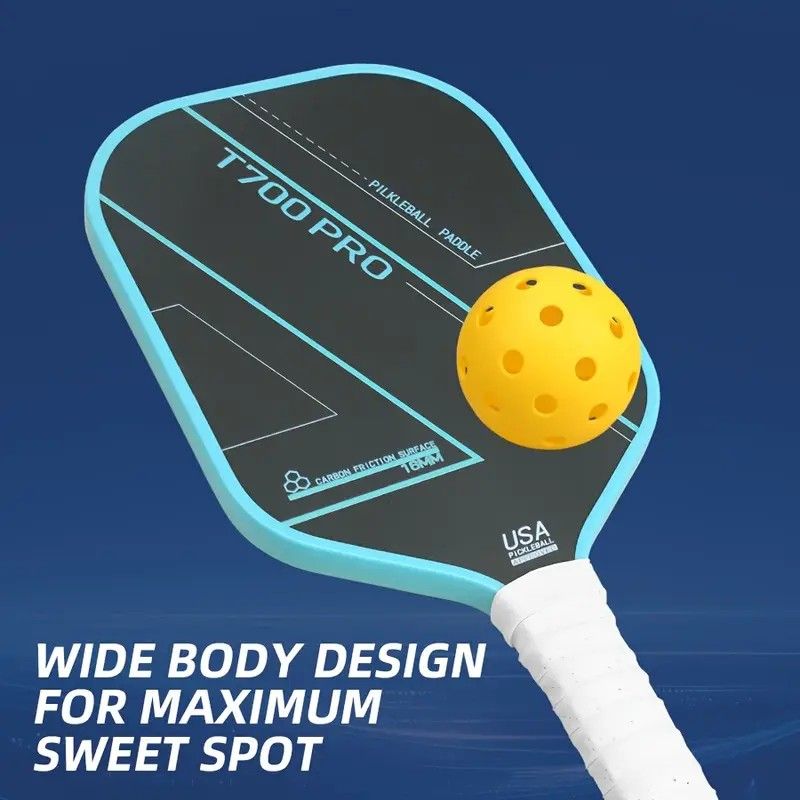 1PCS T700 PRO Carbon Fiber Pickleball Paddle: 8.0oz Lightweight Wide Body Control Paddle for Beginners & Seniors(BLUE)