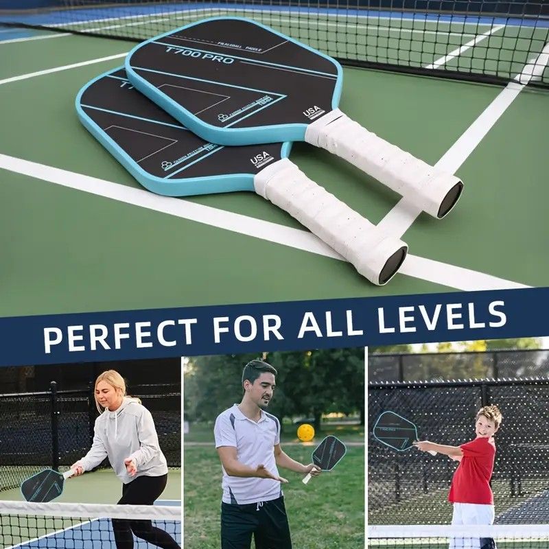 1PCS T700 PRO Carbon Fiber Pickleball Paddle: 8.0oz Lightweight Wide Body Control Paddle for Beginners & Seniors(BLUE)
