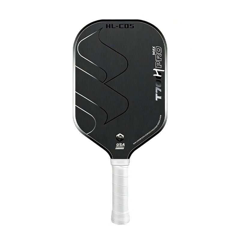 T700 Carbon Fiber Pickleball Paddle 16mm Core Lightweight Single Paddle with Polymer Honeycomb Core(Black grey)