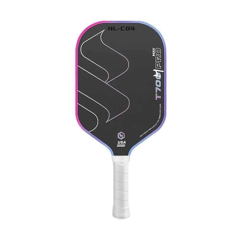 T700 Carbon Fiber Pickleball Paddle 16mm Core Lightweight Single Paddle with Polymer Honeycomb Core(Pink blue)