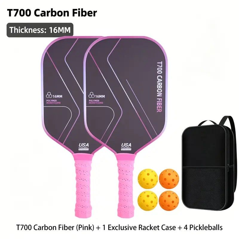 T700 Carbon Fiber Pickleball Paddle Set (2 Pack): 8.0oz Lightweight Widebody Design, Ideal for Beginners & Seniors(BLUE)