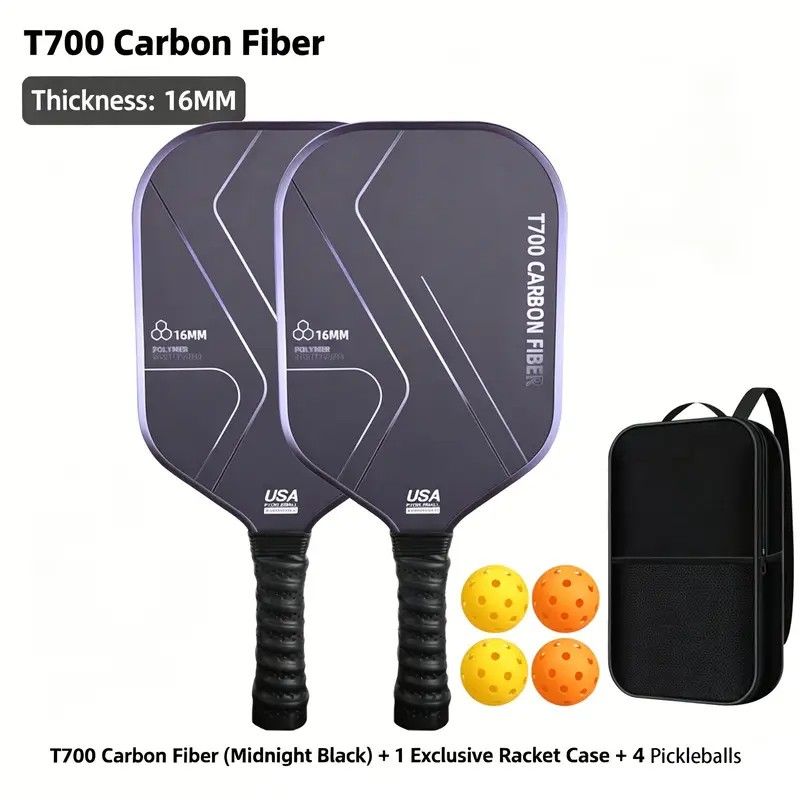 T700 Carbon Fiber Pickleball Paddle Set (2 Pack): 8.0oz Lightweight Widebody Design, Ideal for Beginners & Seniors(BLUE)