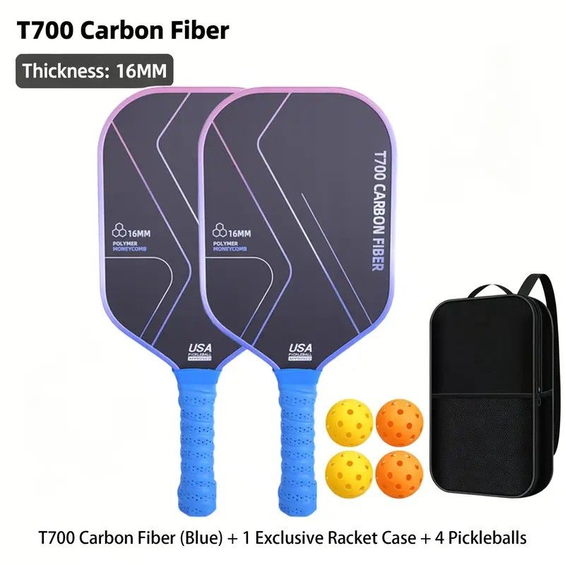 T700 Carbon Fiber Pickleball Paddle Set (2 Pack): 8.0oz Lightweight Widebody Design, Ideal for Beginners & Seniors(pink)