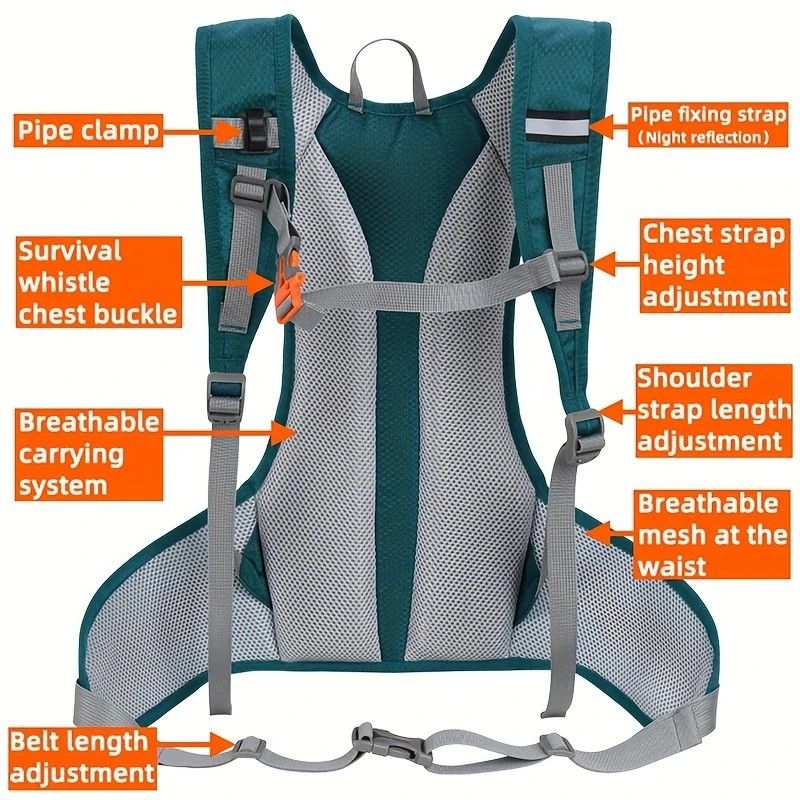 Lightweight Trail Running Hydration Backpack, Cycling Hiking Mountaineering Backpack, Night-Reflective Breathable Design(BLACK)