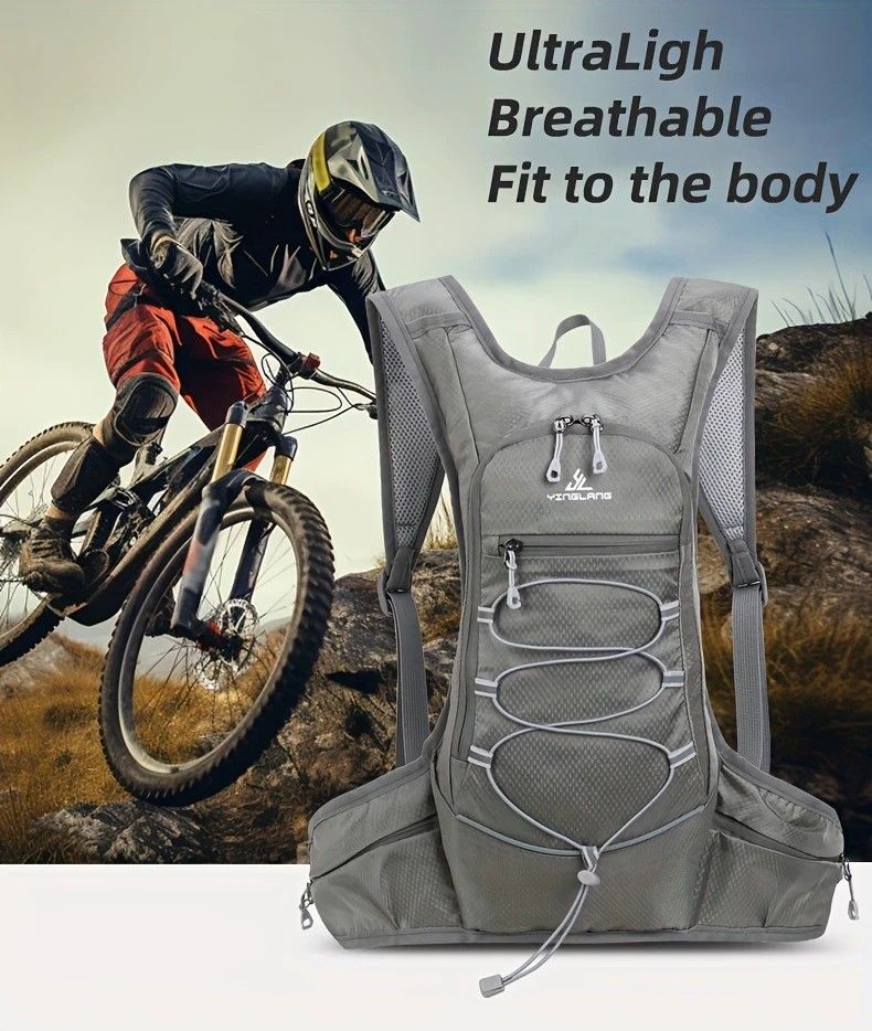 Lightweight Trail Running Hydration Backpack, Cycling Hiking Mountaineering Backpack, Night-Reflective Breathable Design(BLACK)