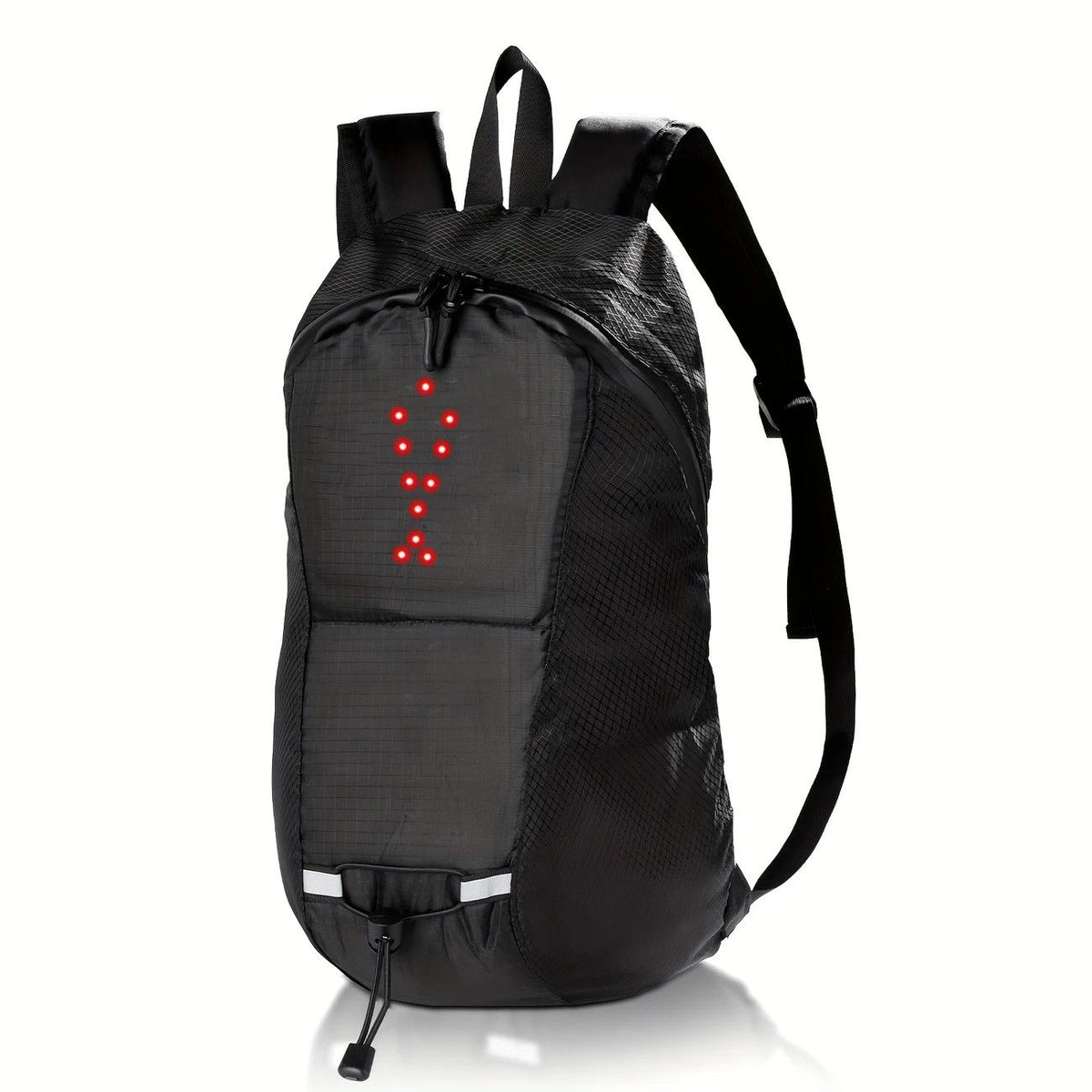 15L Backpack with USB Charging & Smart LED Turn Signals, Waterproof Cycling Commuter Daypack, Lightweight Nylon, Safety Reflective(black)
