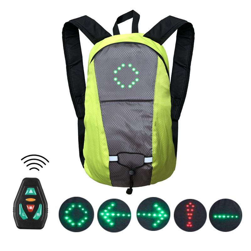 15L Backpack with USB Charging & Smart LED Turn Signals, Waterproof Cycling Commuter Daypack, Lightweight Nylon, Safety Reflective(black)
