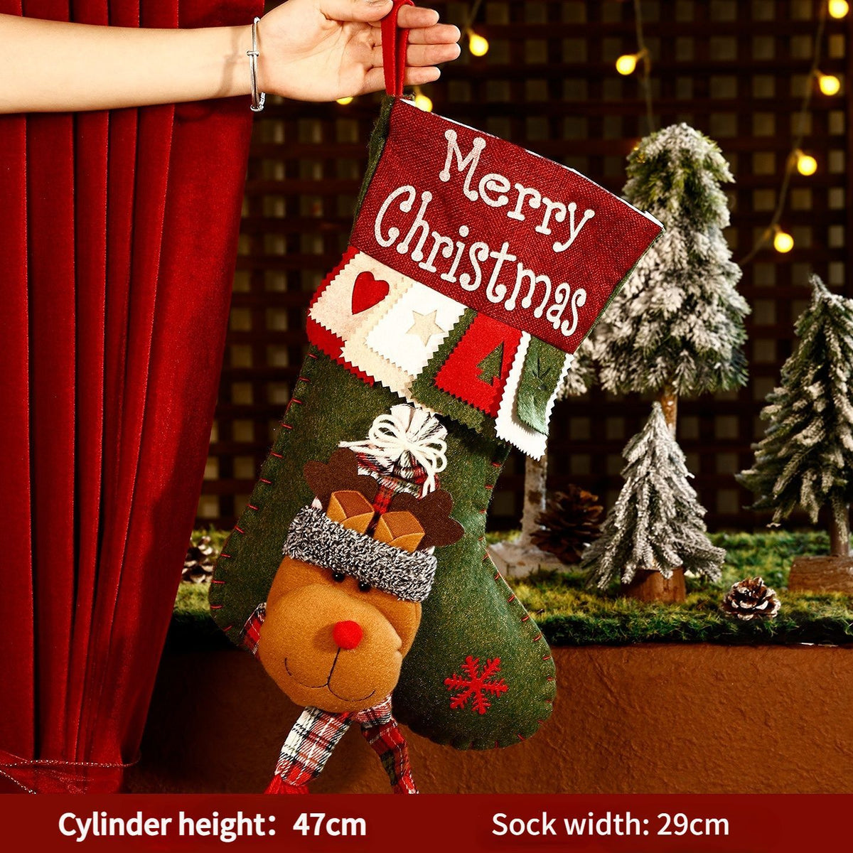 Fluffy plush fabric, 3D appliqués, full of festive charm. Height 45-47cm, holds candies and gifts, decorates Christmas trees and fireplaces, filling the room with Christmas magic./*Snow Santa Claus