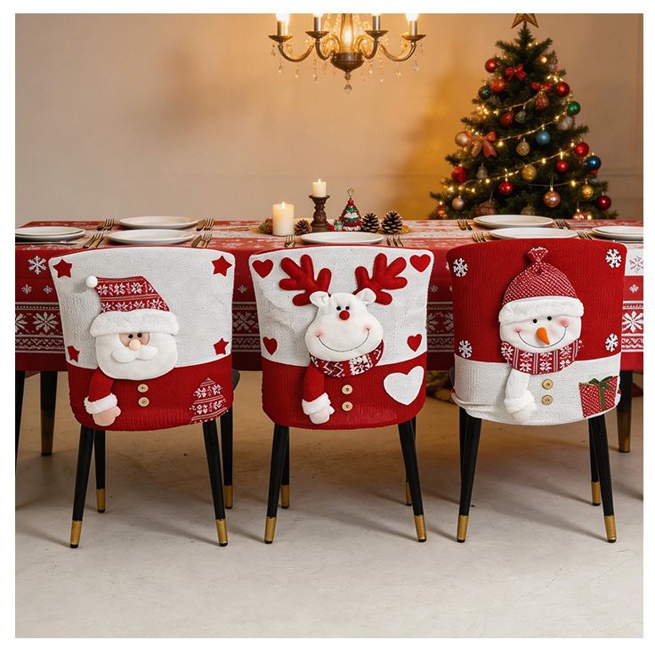 Knitted Red & White Christmas Chair Cover, Classic Santa Claus Design, Brightens Up the Warm Holiday Atmosphere