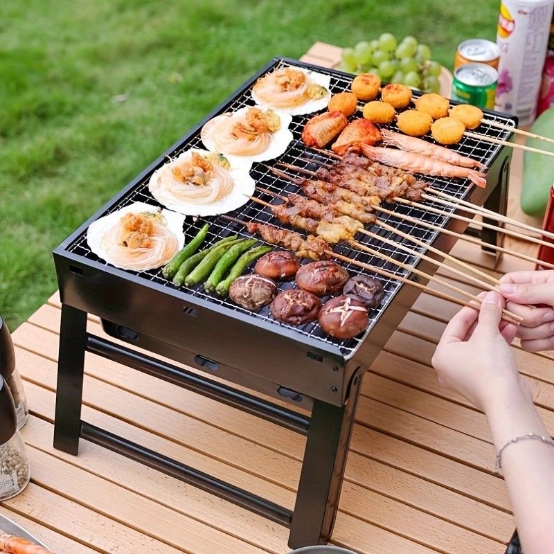 Weekend Essential Portable Foldable BBQ Grill Home & Camping Heavy Duty Steel No Assembly Required(Grand Kurogane.)