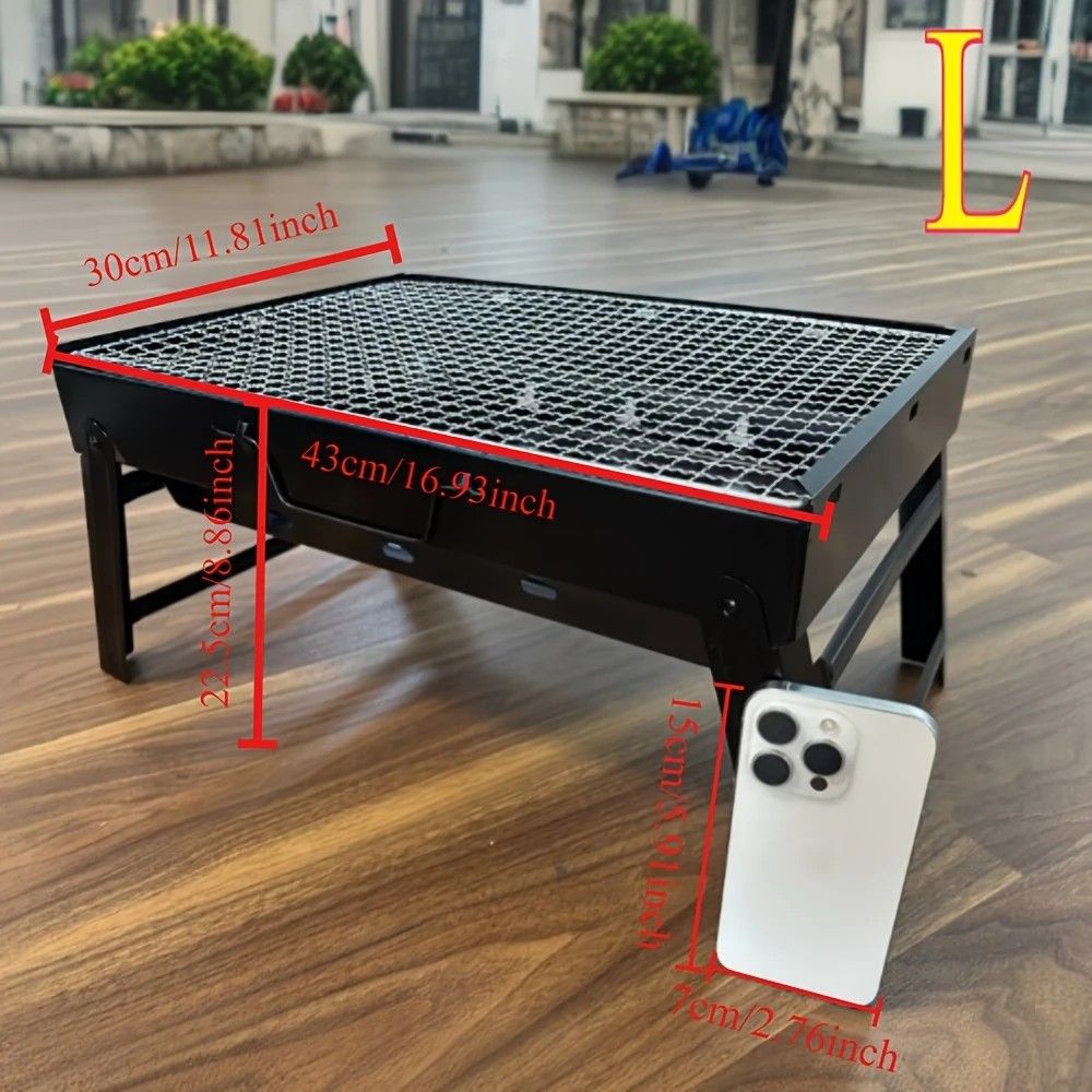 Weekend Essential Portable Foldable BBQ Grill Home & Camping Heavy Duty Steel No Assembly Required(Grand Kurogane.)