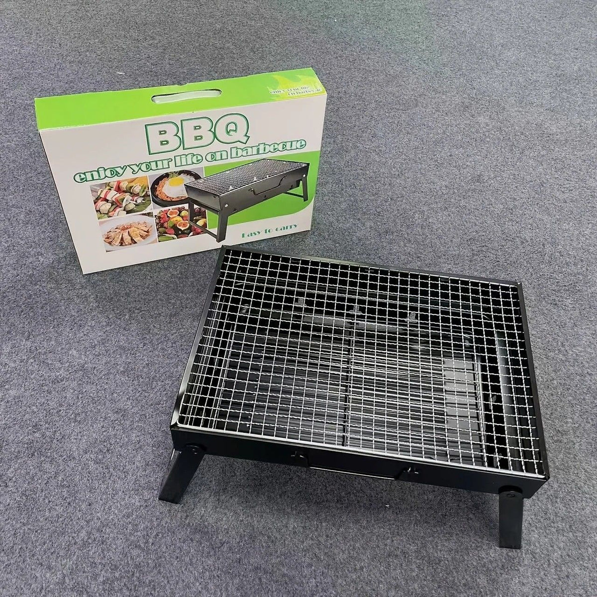 Weekend Essential Portable Foldable BBQ Grill Home & Camping Heavy Duty Steel No Assembly Required(Grand Kurogane.)