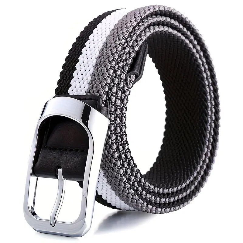 Three-Color Braided Golf Elastic Belt, Unisex, Stretchy Comfort and Versatile Matching, Top Choice for High-Quality Casual Trouser Belts/Blue and white