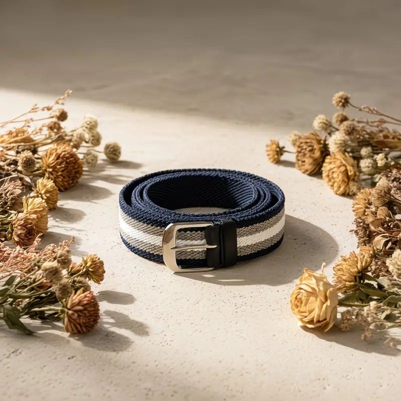Three-Color Braided Golf Elastic Belt, Unisex, Stretchy Comfort and Versatile Matching, Top Choice for High-Quality Casual Trouser Belts/Blue and white