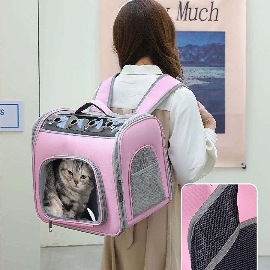 Pet Backpack Portable Transparent Foldable Comfort Design Hands-Free Travel for Cats Small Dogs(YELLOW)