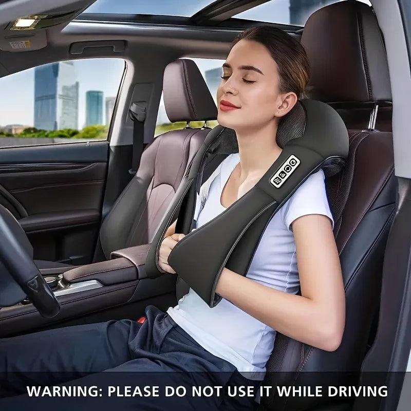 U-Shaped Neck & Shoulder Massager with Heated Surface, Bidirectional Kneading, Office & Car Relaxation Essential