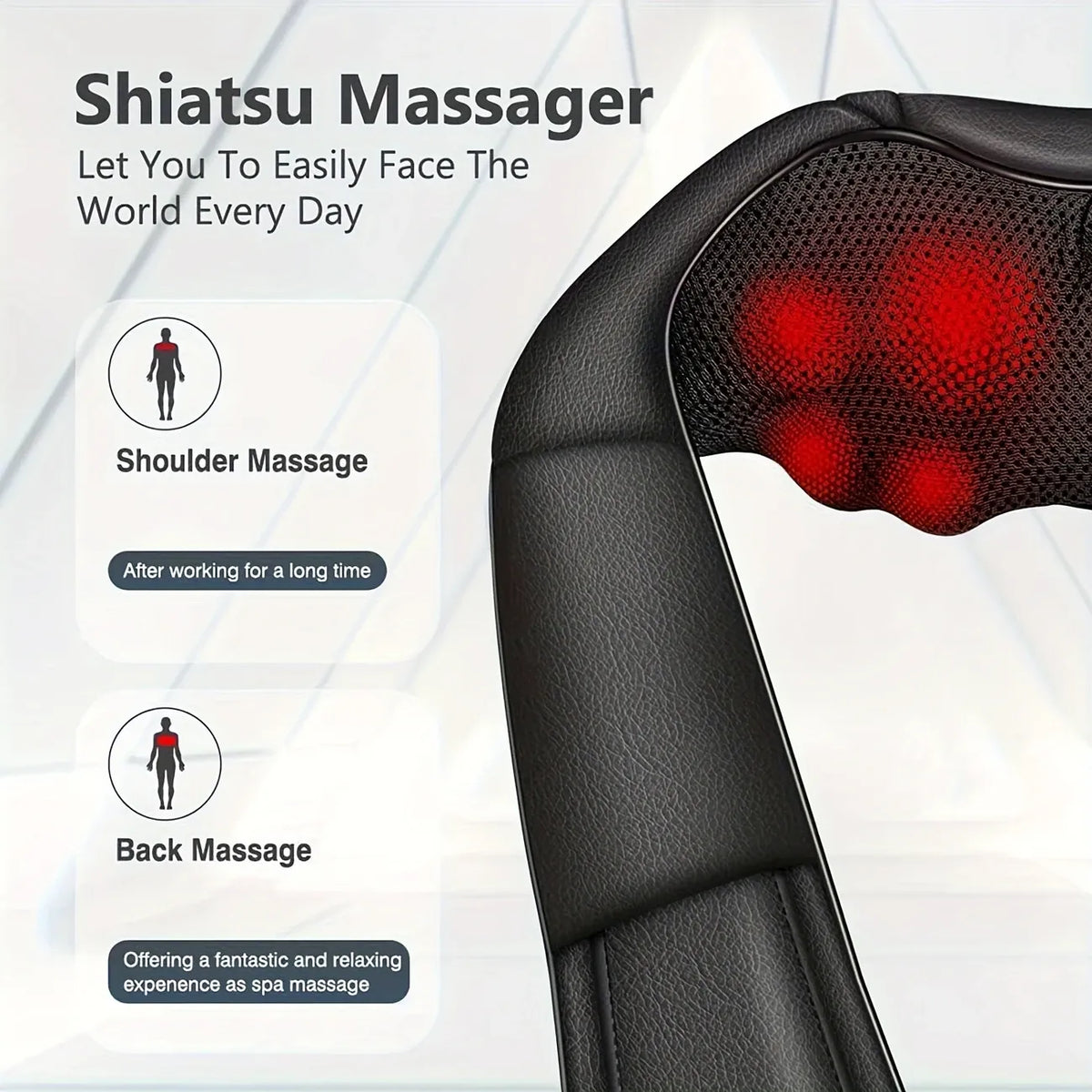 U-Shaped Neck & Shoulder Massager with Heated Surface, Bidirectional Kneading, Office & Car Relaxation Essential
