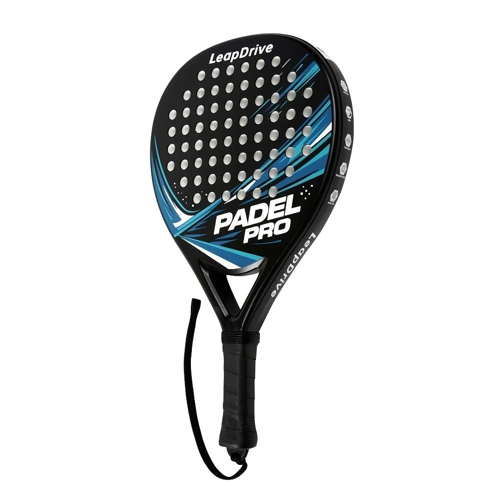 Padel Racket Carbon Fiber Lightweight Control EVA Core | Comfort Grip for Beginner & Intermediate Players(Red and black wave point single shot)