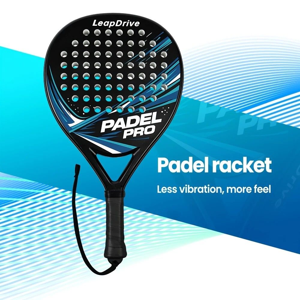 Padel Racket Carbon Fiber Lightweight Control EVA Core | Comfort Grip for Beginner & Intermediate Players(Red and black wave point single shot)