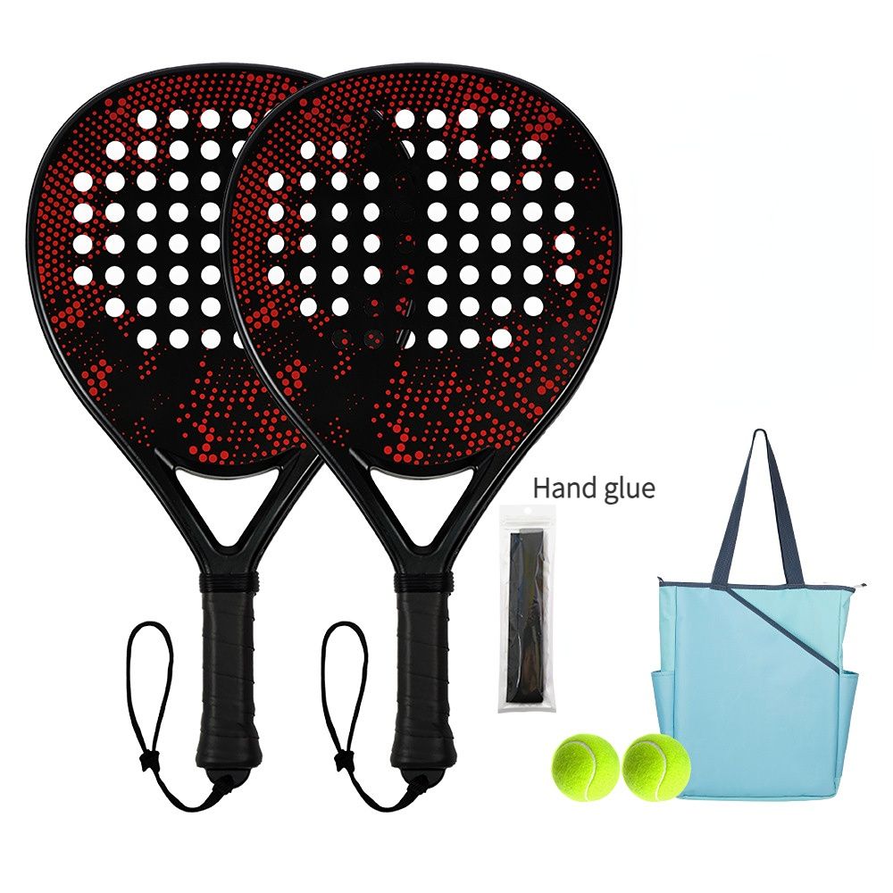 Padel Racket Carbon Fiber Lightweight Control EVA Core | Comfort Grip for Beginner & Intermediate Players(Double beat of red and black wave points)