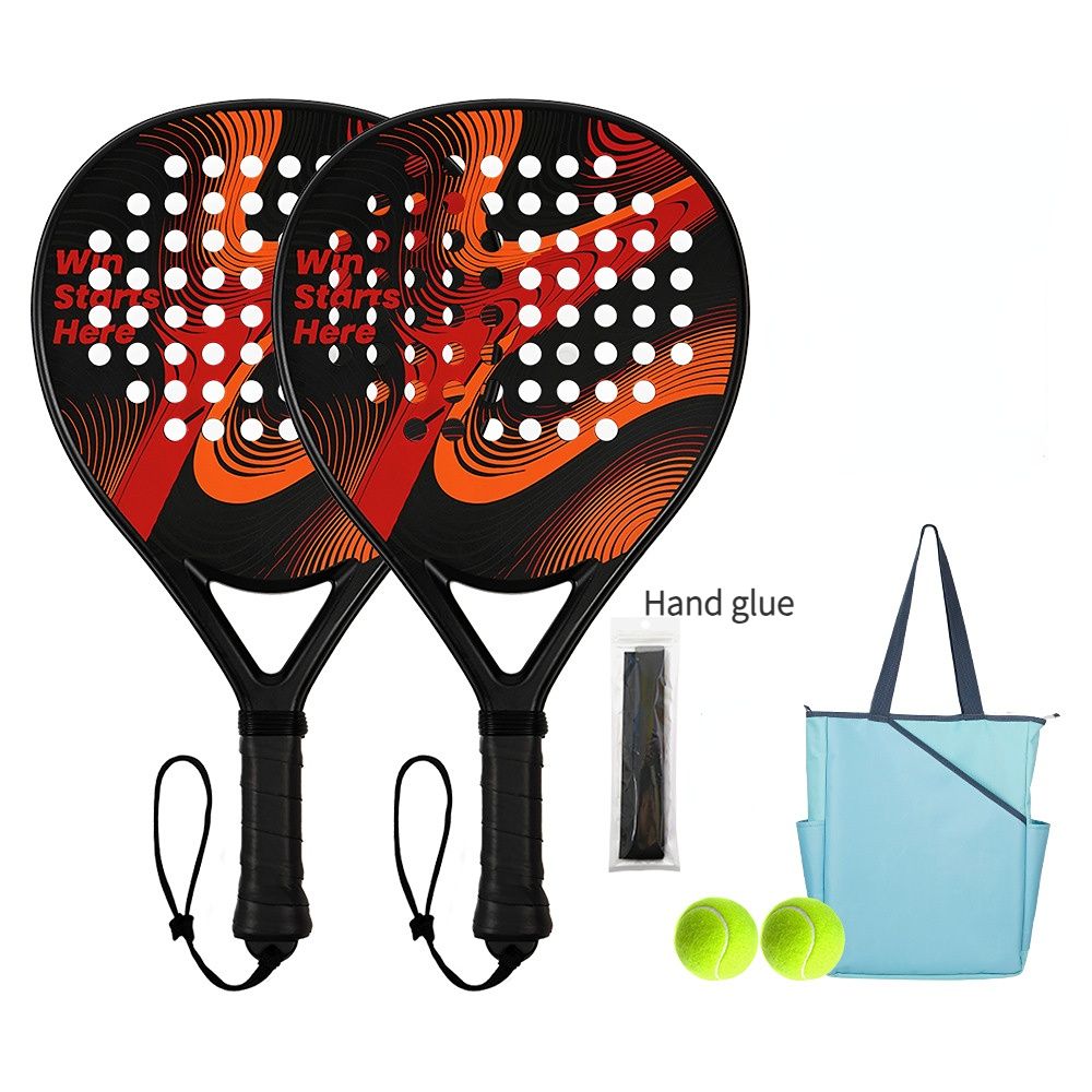Padel Racket Carbon Fiber Lightweight Control EVA Core | Comfort Grip for Beginner & Intermediate Players(Orange-red wave double beat)