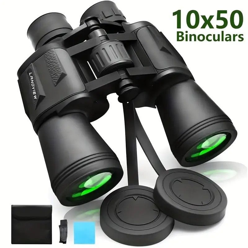 10x50 HD Binoculars - Wide Angle Large Eyepiece - Night Vision for Birdwatching Hiking Concerts - Lightweight & Portable(Black blade)