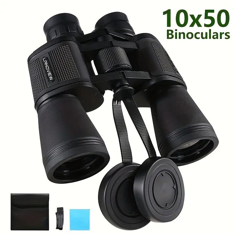 10x50 HD Binoculars - Wide Angle Large Eyepiece - Night Vision for Birdwatching Hiking Concerts - Lightweight & Portable(Black blade)