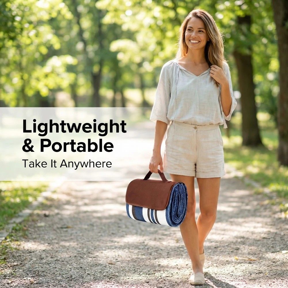 Double-layer Nylon Picnic Mat High-density Waterproof Base + Nylon Padding Lightweight Foldable with Carry Handle Machine Washable & Easy Care Ideal for Beach Camping Park Outdoor PicnicsγοΌ150*200CM)