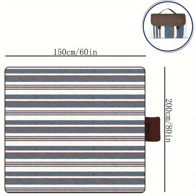 Double-layer Nylon Picnic Mat High-density Waterproof Base + Nylon Padding Lightweight Foldable with Carry Handle Machine Washable & Easy Care Ideal for Beach Camping Park Outdoor Picnics。(150*200CM)