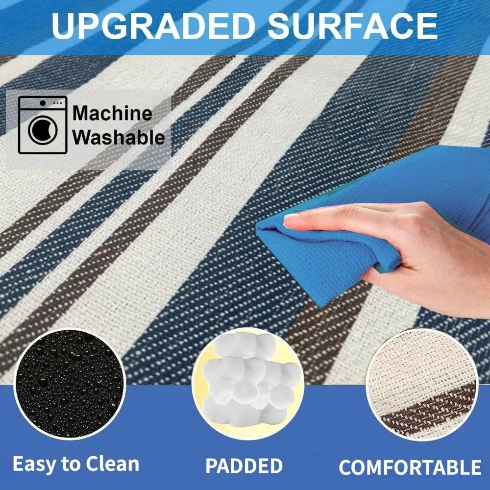 Double-layer Nylon Picnic Mat High-density Waterproof Base + Nylon Padding Lightweight Foldable with Carry Handle Machine Washable & Easy Care Ideal for Beach Camping Park Outdoor Picnics。(150*200CM)
