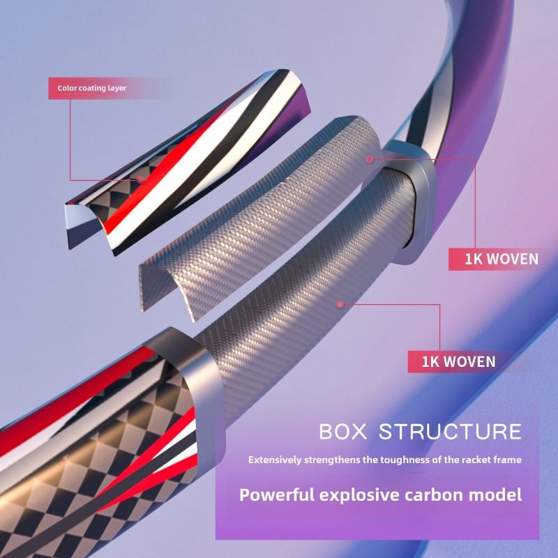 ESPER V-1 Thunder Wedge 5U Ultra-Light Badminton Racket, 30T Graphene Carbon Fiber, 6.8mm Slim Shaft, Balanced Offense and Defense, Lightweight Recreational Racket.(Dark violet)