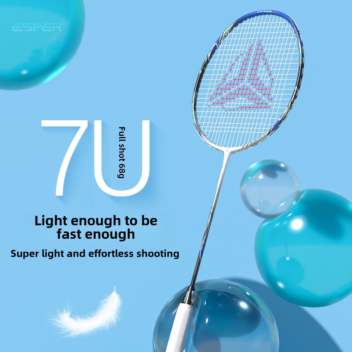 ESPER Explorer V2 Susanoo 7U Ultra-Light Badminton Racket 30T/40T High-Elastic Carbon Fiber with Grip and Gift Box Suitable for Beginners and Advanced Players.(PINK)