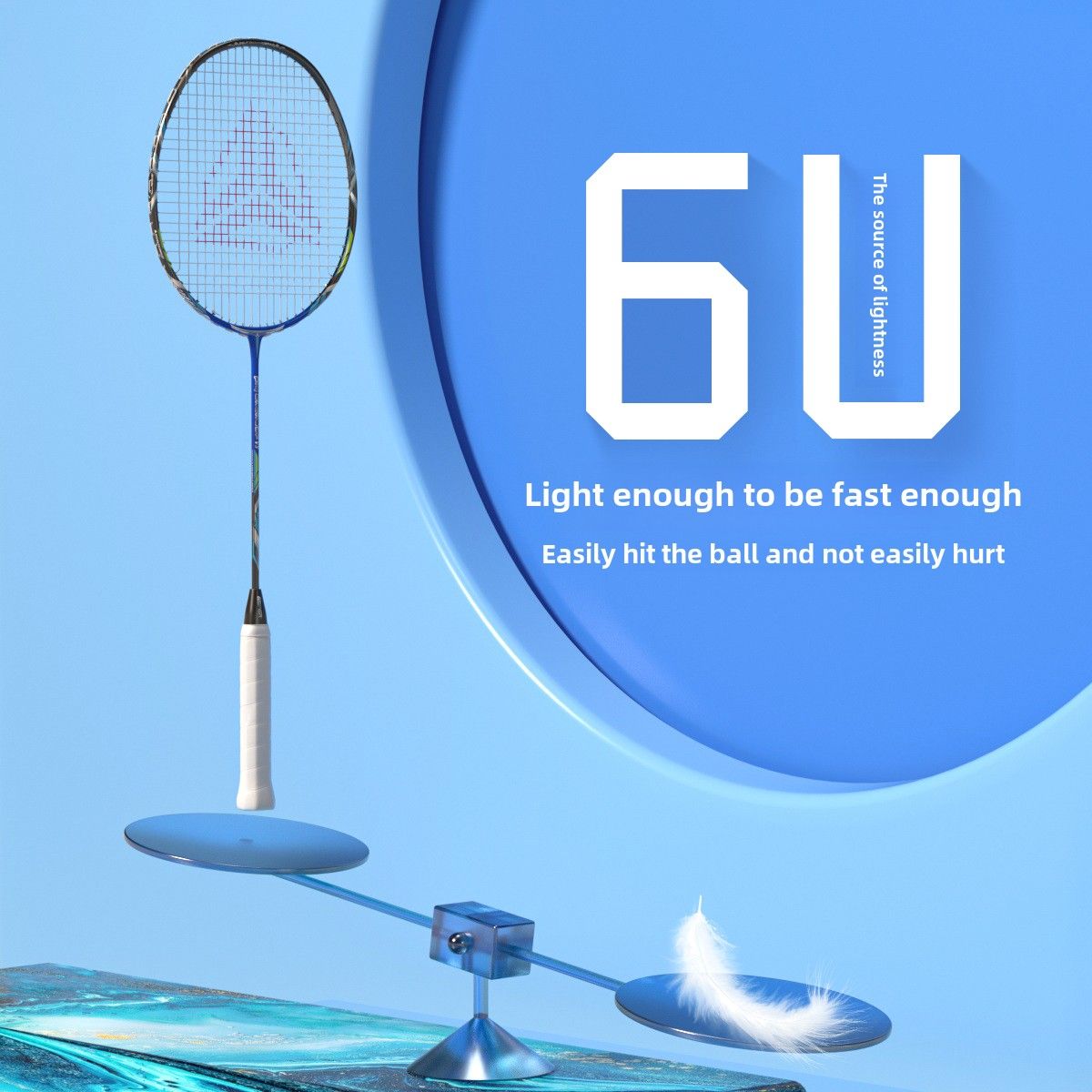 ESPER V3 Badminton Racket 72g Ultra-Light 6U Graphene Carbon All-Around Professional Match Training Durable Stylish Racket(blue)