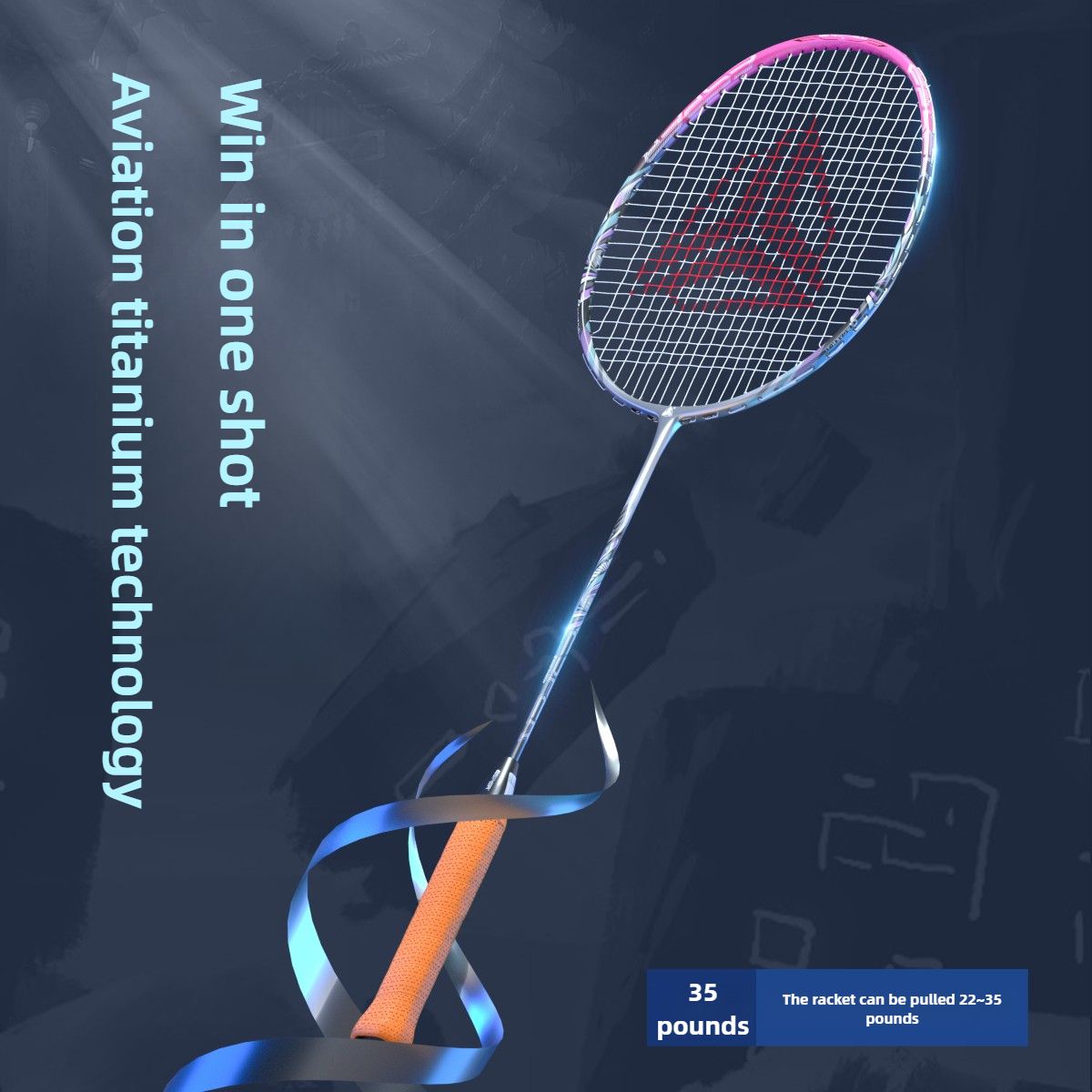 ESPER V6 Badminton Racket 46T Graphene Carbon 3U Ultra-Light 7.0mm Slim Shaft Woven-Ti Titanium Technology Offensive Type Precise Control Professional Match Train(Fluorescent Pink)