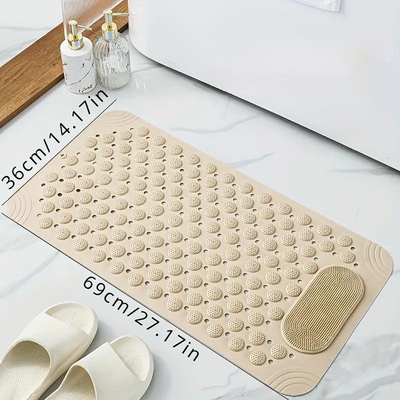 Anti-Slip Massage Shower Mat with Suction Cups Foot Spa Bathroom Mat(GREY)