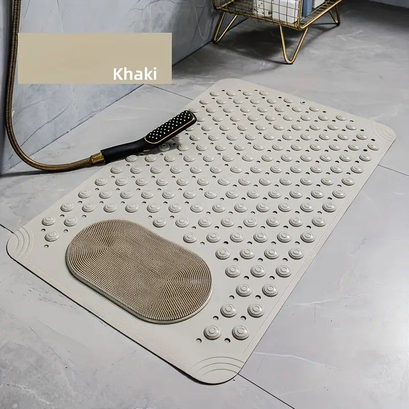 Anti-Slip Massage Shower Mat with Suction Cups Foot Spa Bathroom Mat(GREY)