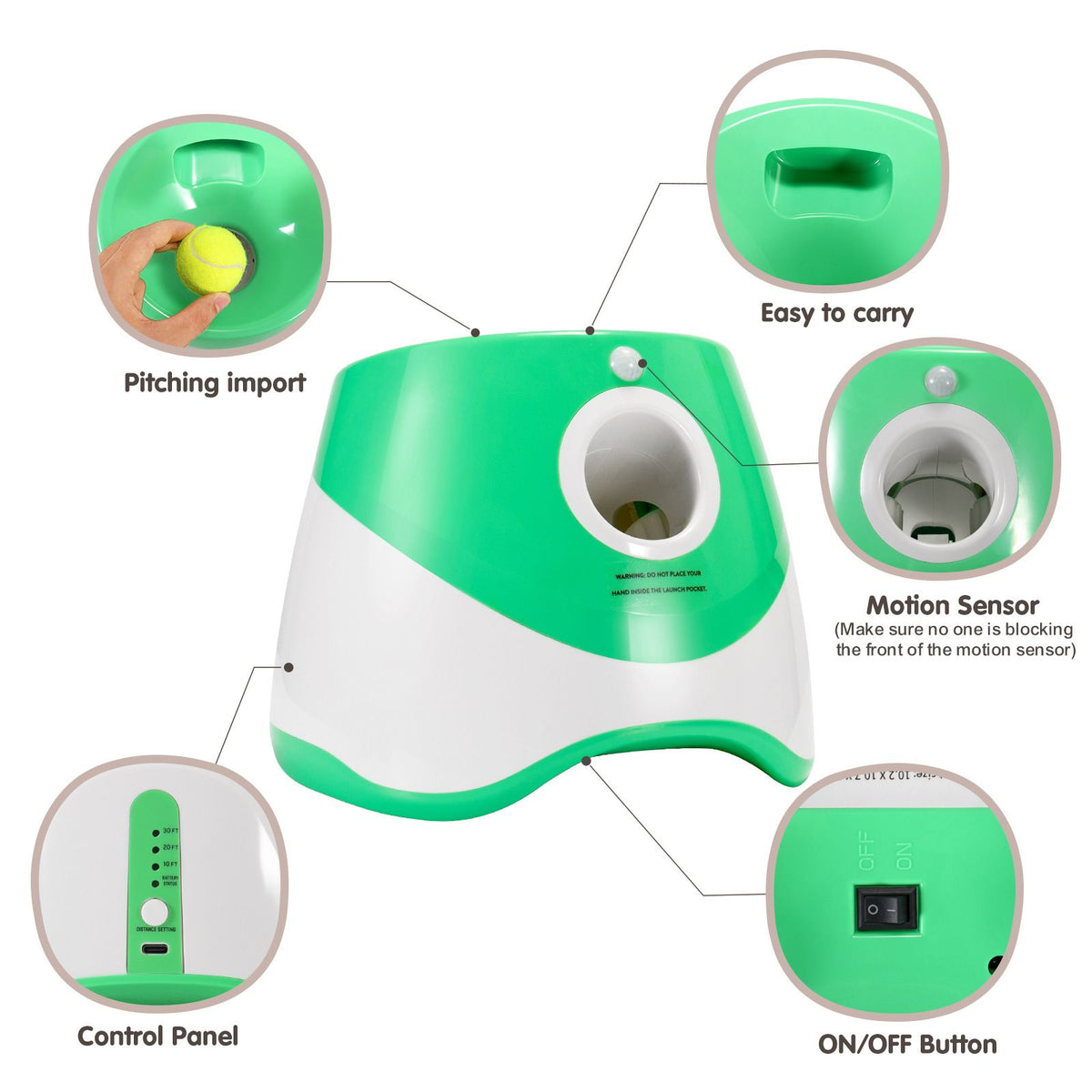 Automatic Pet Ball Launcher Toy with 3 Smart Launch Modes, Built-in Li-ion Battery & USB Charging, Long Battery Life, Indoor/Outdoor Use, Perfect Interactive Training Toy for Small and Medium Dogsļ¼orange)