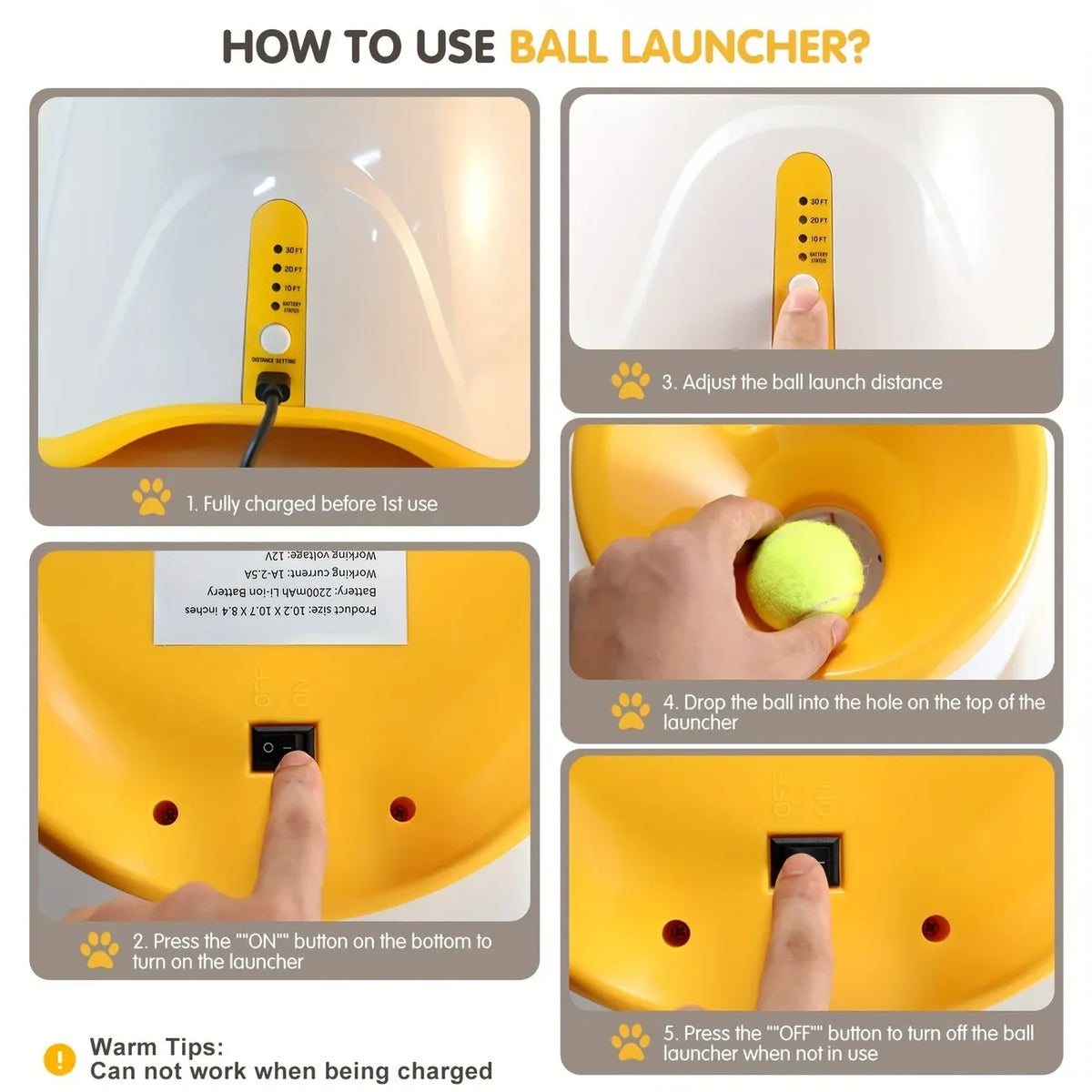 Automatic Pet Ball Launcher Toy with 3 Smart Launch Modes, Built-in Li-ion Battery & USB Charging, Long Battery Life, Indoor/Outdoor Use, Perfect Interactive Training Toy for Small and Medium Dogs(Light green)