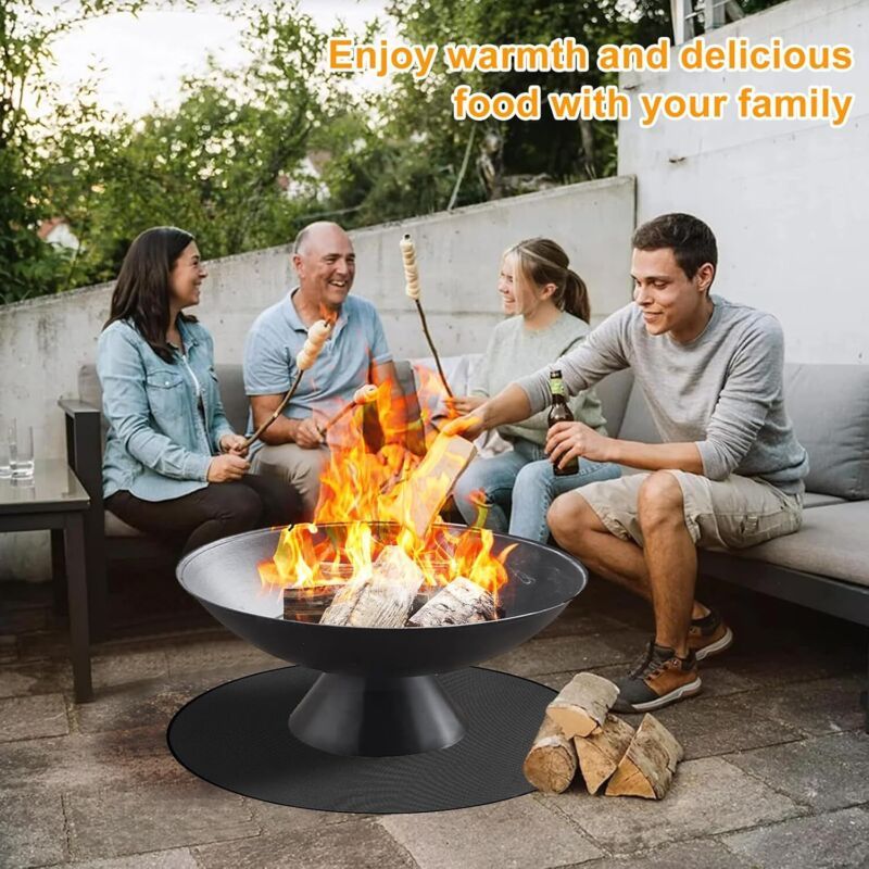 Round Barbecue Mat Floors, 120 and Cm Barbecue Mat Fireproof Mat Fireproof Floor Mat as Well as for Camping., 48in