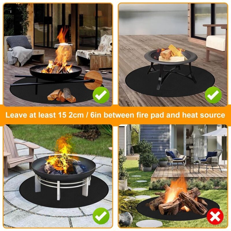 Round Barbecue Mat Floors, 120 and Cm Barbecue Mat Fireproof Mat Fireproof Floor Mat as Well as for Camping., 48in