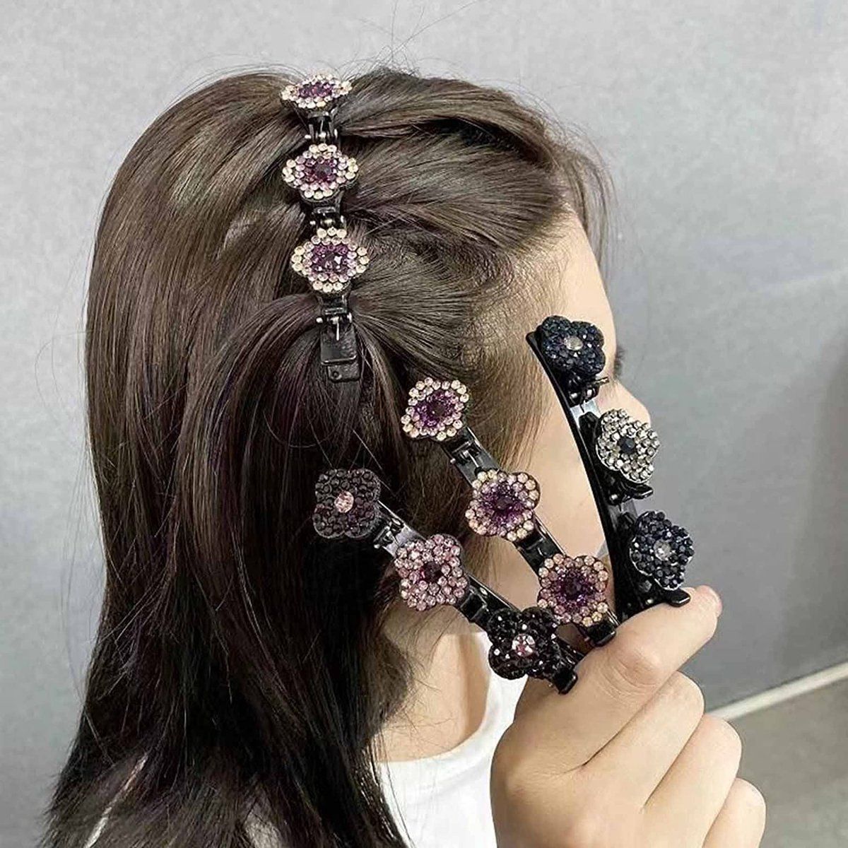4 Piece Four Leaf Clover Braided Hairpin Set for Women and Girls
