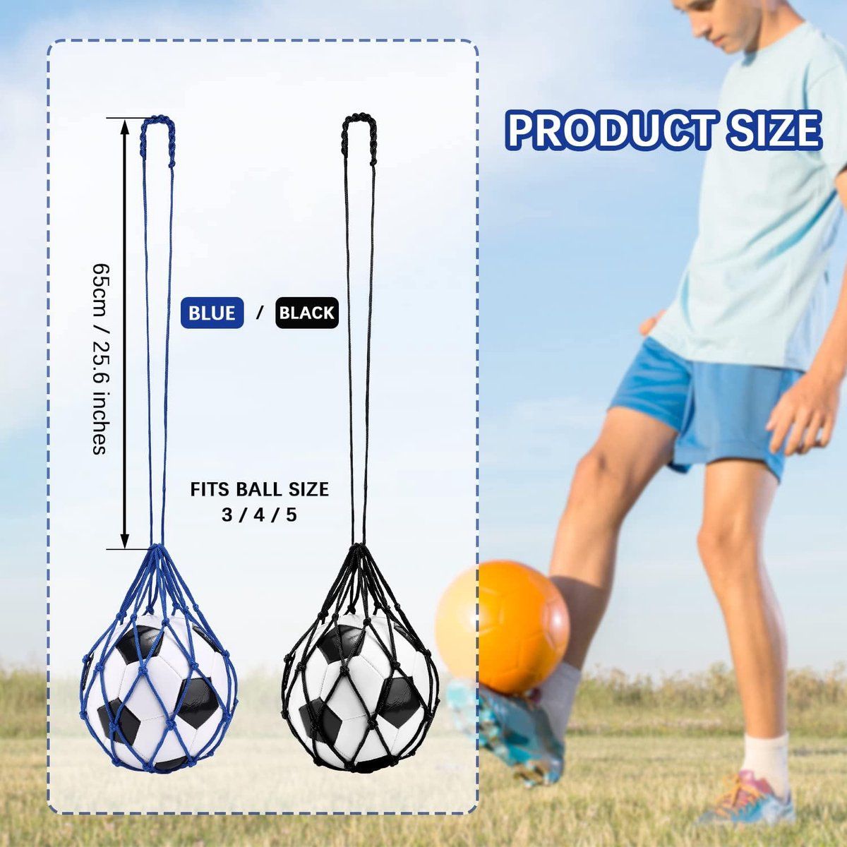 2 Pack Soccer Kick Trainer with Adjustable Waist Strap, Compatible with Ball Sizes 3 to 5