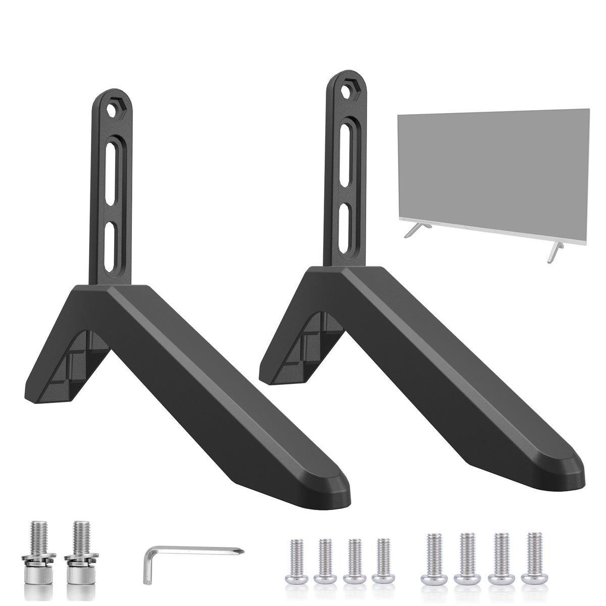 Universal TV Stand with Screws - Easy Installation - Tabletop Stand for Vizio, Samsung, LG, TCL, Hisense